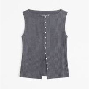 Abercrombie and Fitch Wide Rib Button-Through Slash Top